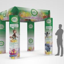 PLV arche ilot en carton pour la marque AirWick réalisation de Publidecor