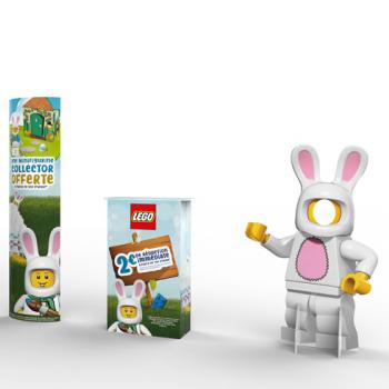 Promotion des vente théâtralisation de pâques, meuble lego, meuble publicitaire lego